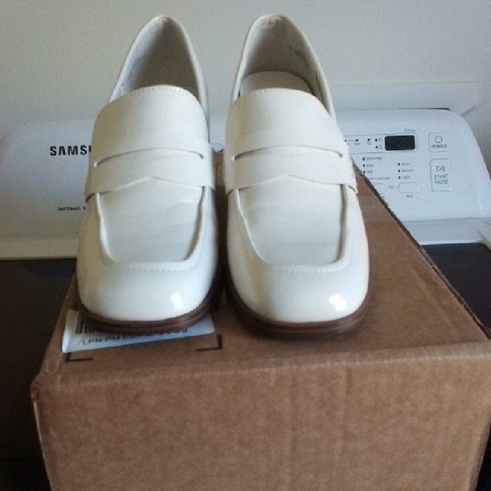 Marc Fisher Cream Patent Penny Loafers